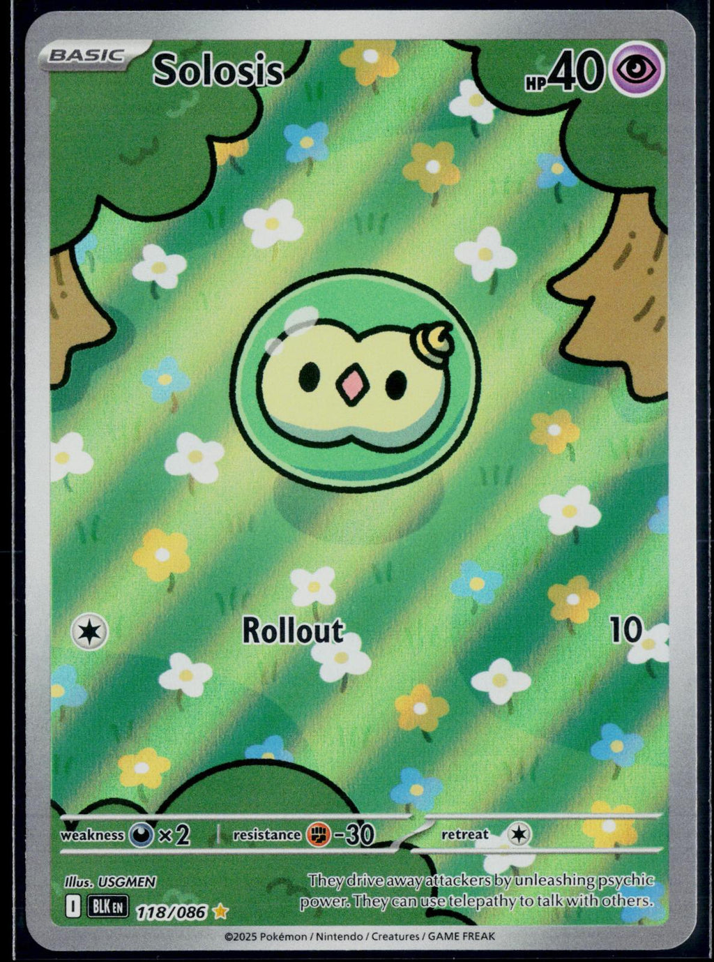 SOLOSIS 118/086 🐬 POKEMON BLACK BOLT HOLO IR ☀️ NM/M 🌴