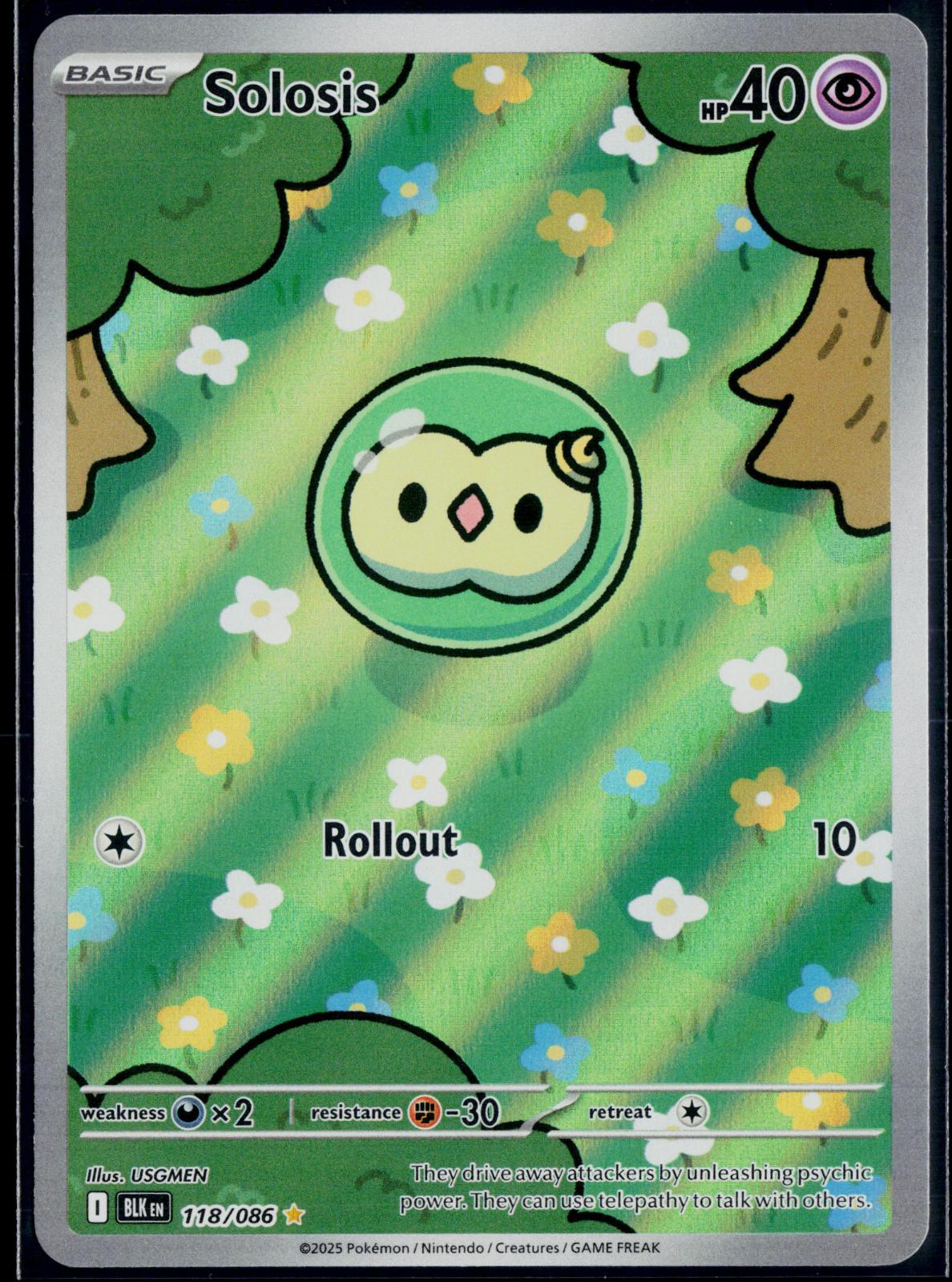 SOLOSIS 118/086 🐬 POKEMON BLACK BOLT HOLO IR ☀️ NM/M 🌴