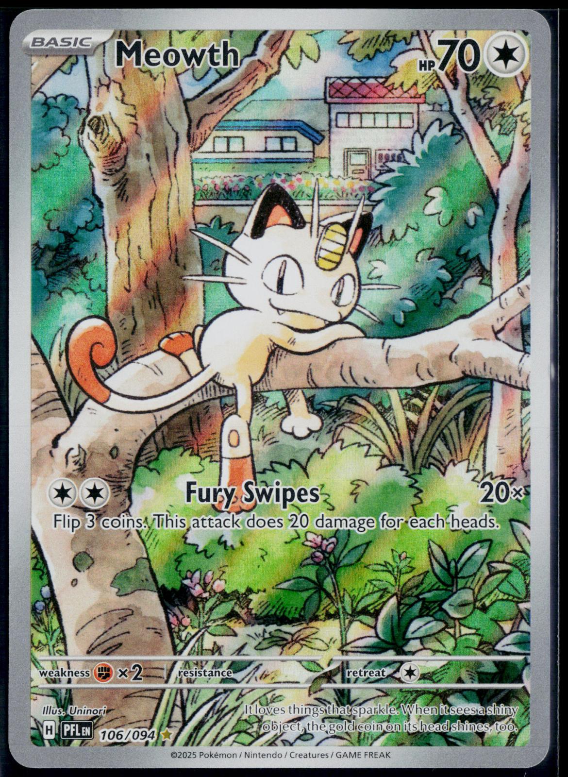 MEOWTH 106/094 POKEMON PHANTASMAL FLAMES ILLUSTRATION RARE NM