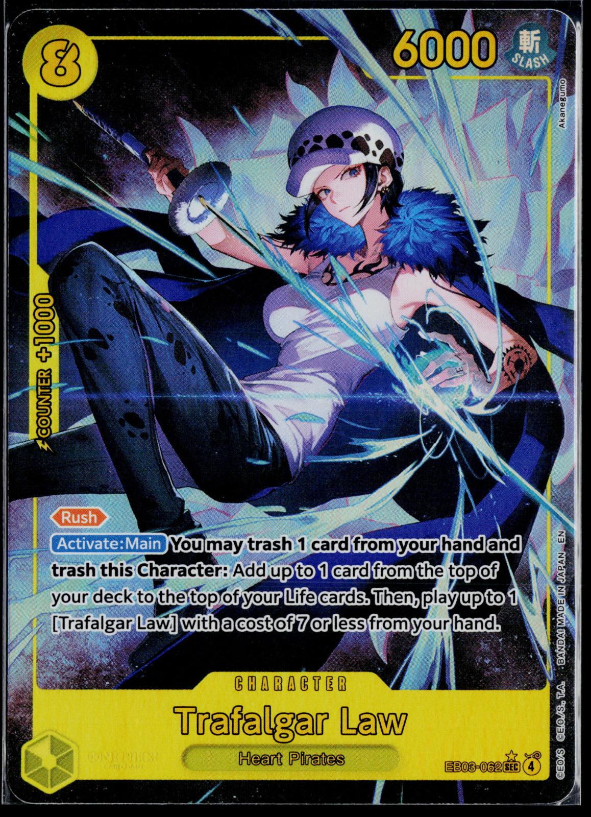 TRAFALGAR LAW (ALTERNATE ART) EB03-062 ONE PIECE FOIL NM