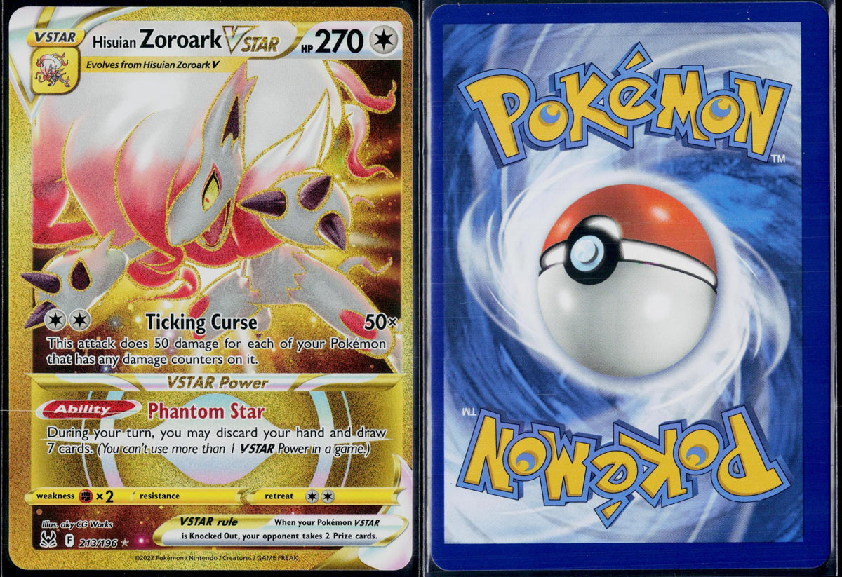 HISUIAN ZOROARK VSTAR 213/196 POKEMON LOST ORIGIN SEC HOLO NM