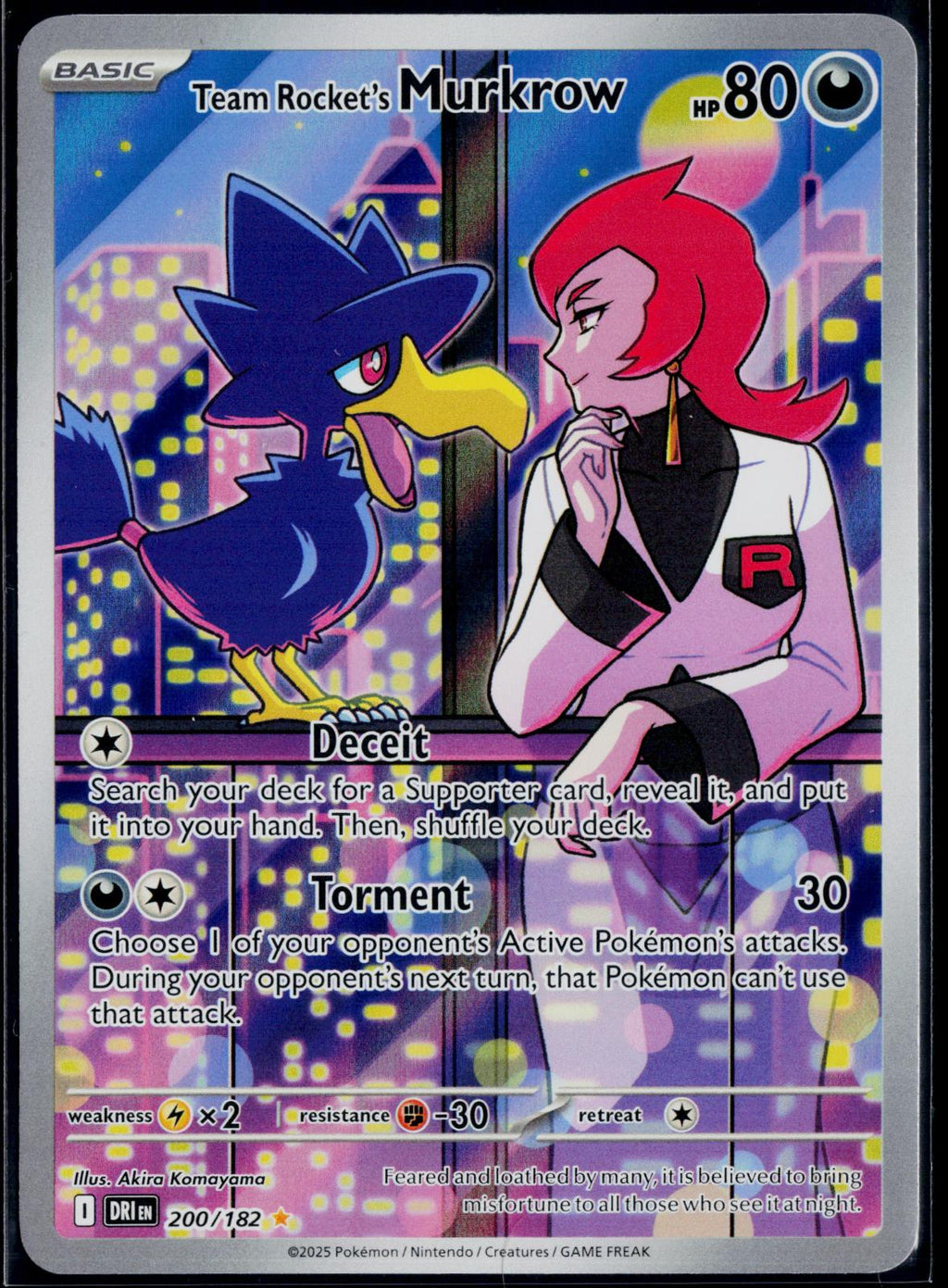 TEAM ROCKET'S MURKROW 200/182 POKEMON DESTINED RIVALS ILLUSTRATION RARE NM