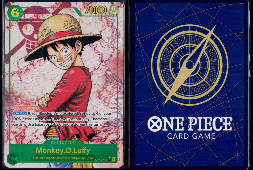MONKEY.D.LUFFY (PARALLEL) OP13-118 ONE PIECE CARRYING ON HIS WILL FOIL NM