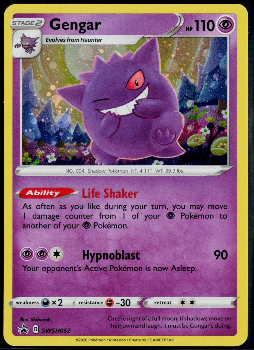 GENGAR SWSH052 POKEMON SWORD & SHIELD PROMO HOLO P NM