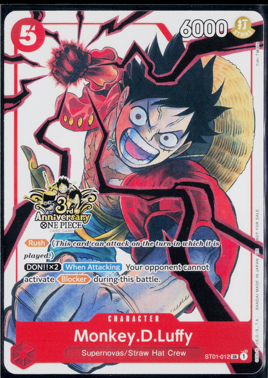 MONKEY.D.LUFFY (3RD ANNIVERSARY) ST01-012 ONE PIECE CARRYING ON HIS WILL NM