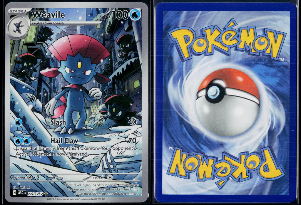 WEAVILE 228/217 POKEMON ASCENDED HEROES ILLUSTRATION RARE HOLO NM