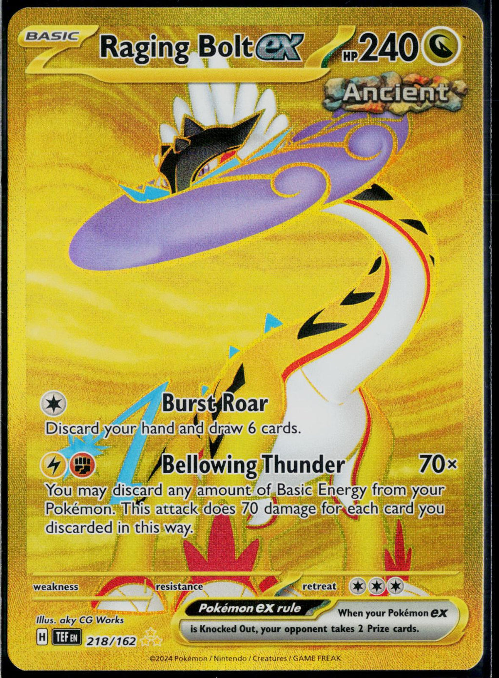 RAGING BOLT EX 218/162 POKEMON TEMPORAL FORCES HYPER RARE HOLO NM