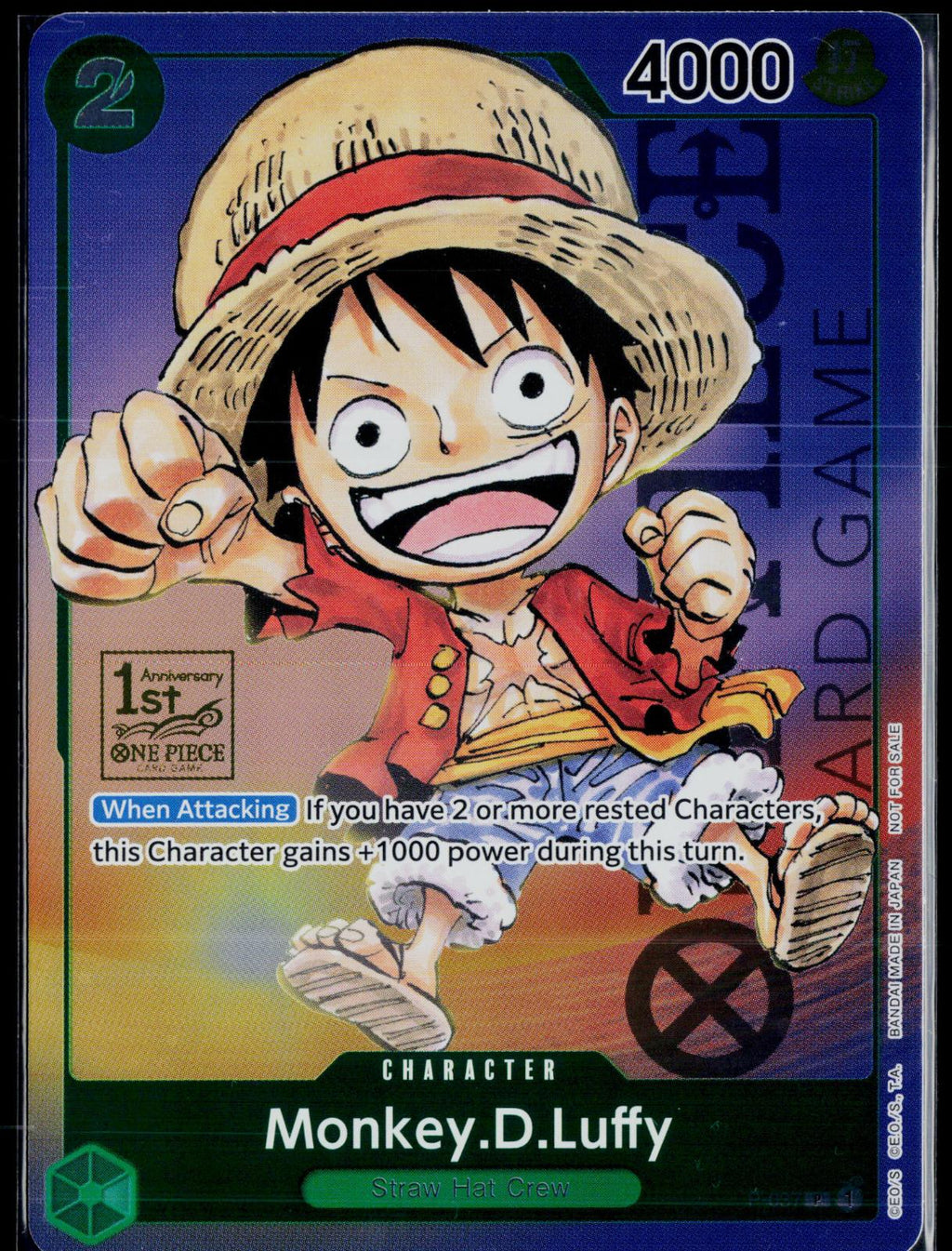 MONKEY.D.LUFFY (037) (1ST ANNIVERSARY TOURNAMENT) P-037 ONE PIECE NM
