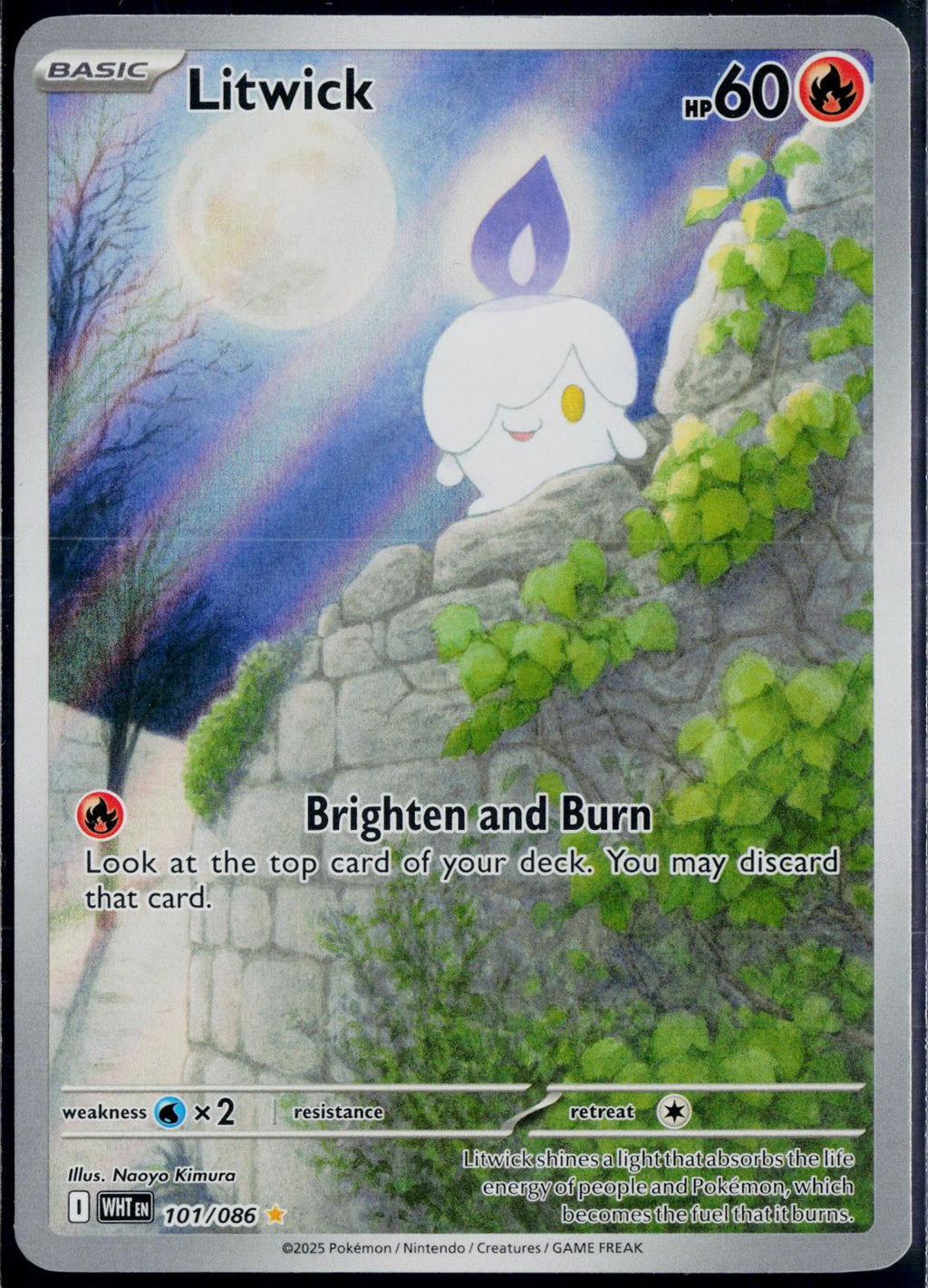 LITWICK 101/086 POKEMON WHITE FLARE HOLO ILLUSTRATION RARE NM