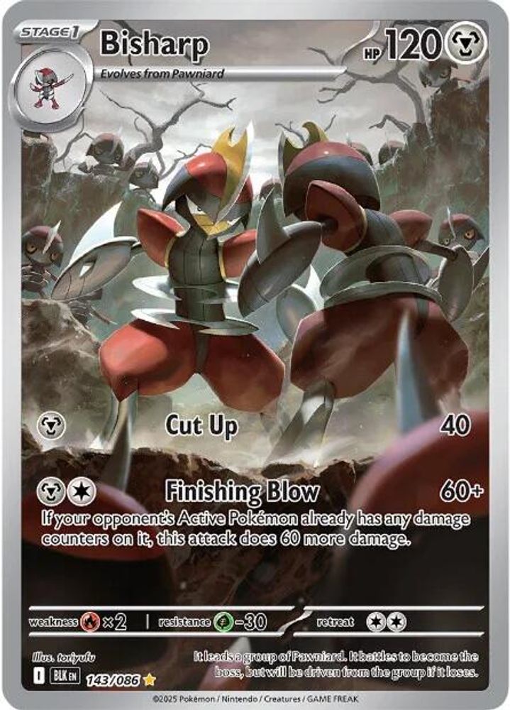 BISHARP 143/086 🐬 POKEMON BLACK BOLT HOLO IR ☀️ NM/M 🌴