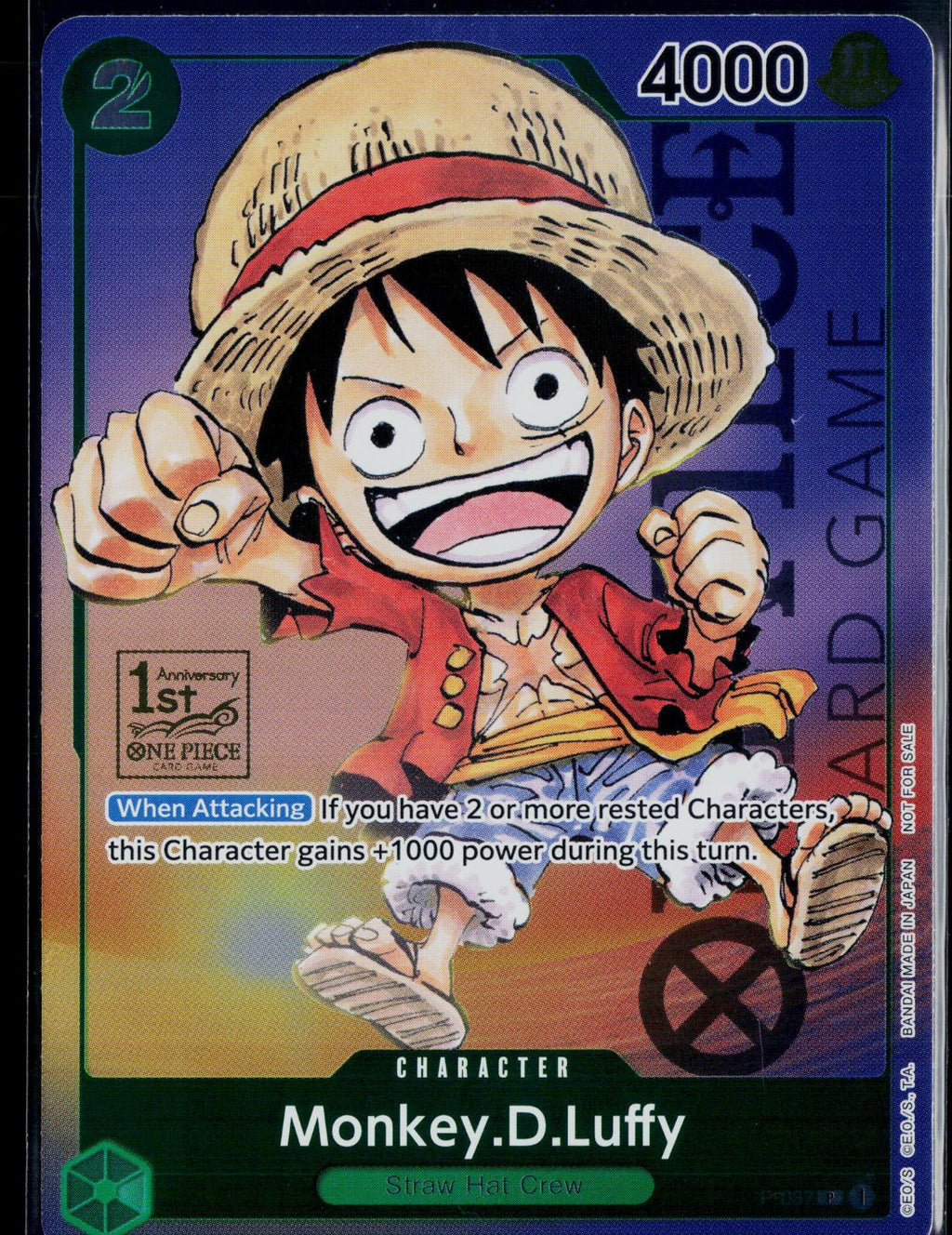 MONKEY.D.LUFFY (037) (1ST ANNIVERSARY TOURNAMENT) P-037 ONE PIECE NM