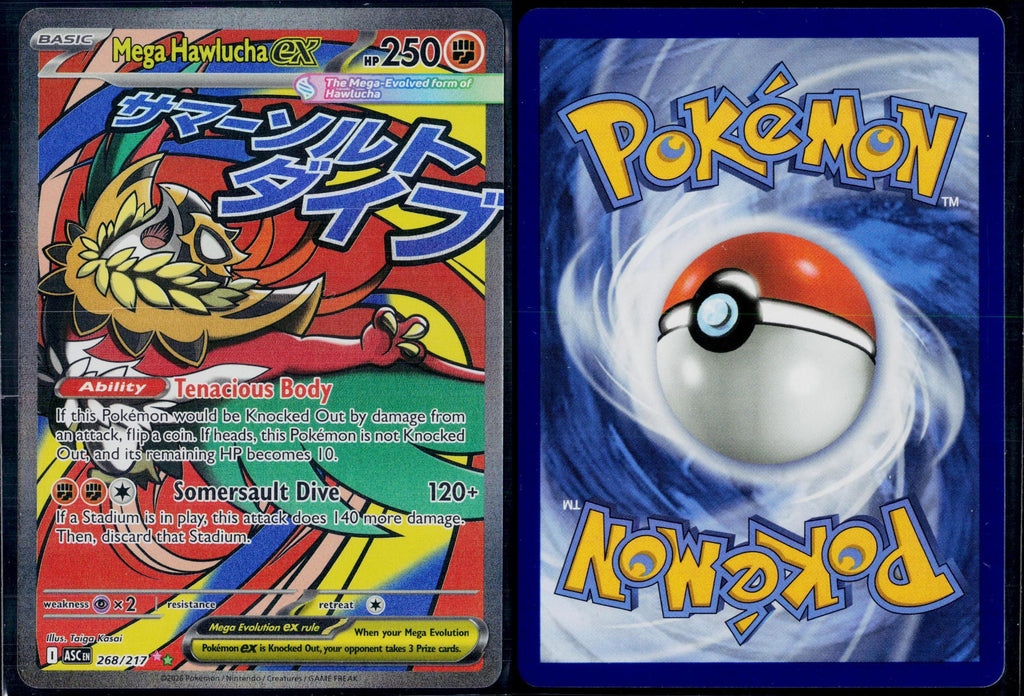 MEGA HAWLUCHA EX 268/217 POKEMON ASCENDED HEROES MEGA ATTACK RARE HOLO NM