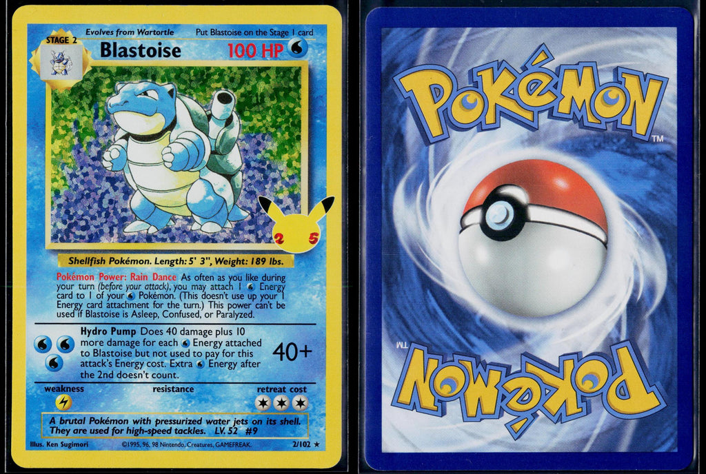 BLASTOISE 2/102 POKEMON CELEBRATIONS: CLASSIC COLLECTION HOLO NM