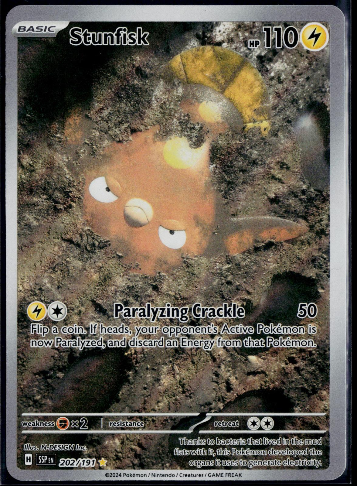 STUNFISK 202/191 POKEMON SURGING SPARKS ILLUSTRATION RARE NM