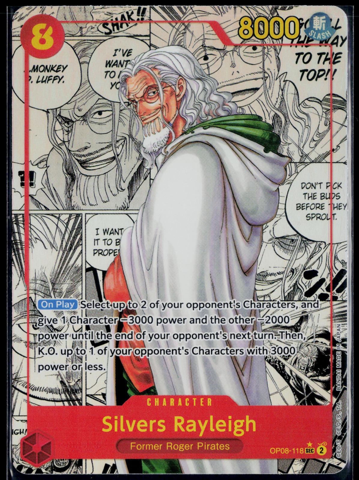 SILVERS RAYLEIGH (PARALLEL) (MANGA) OP08-118 ONE PIECE TWO LEGENDS SEC NM-