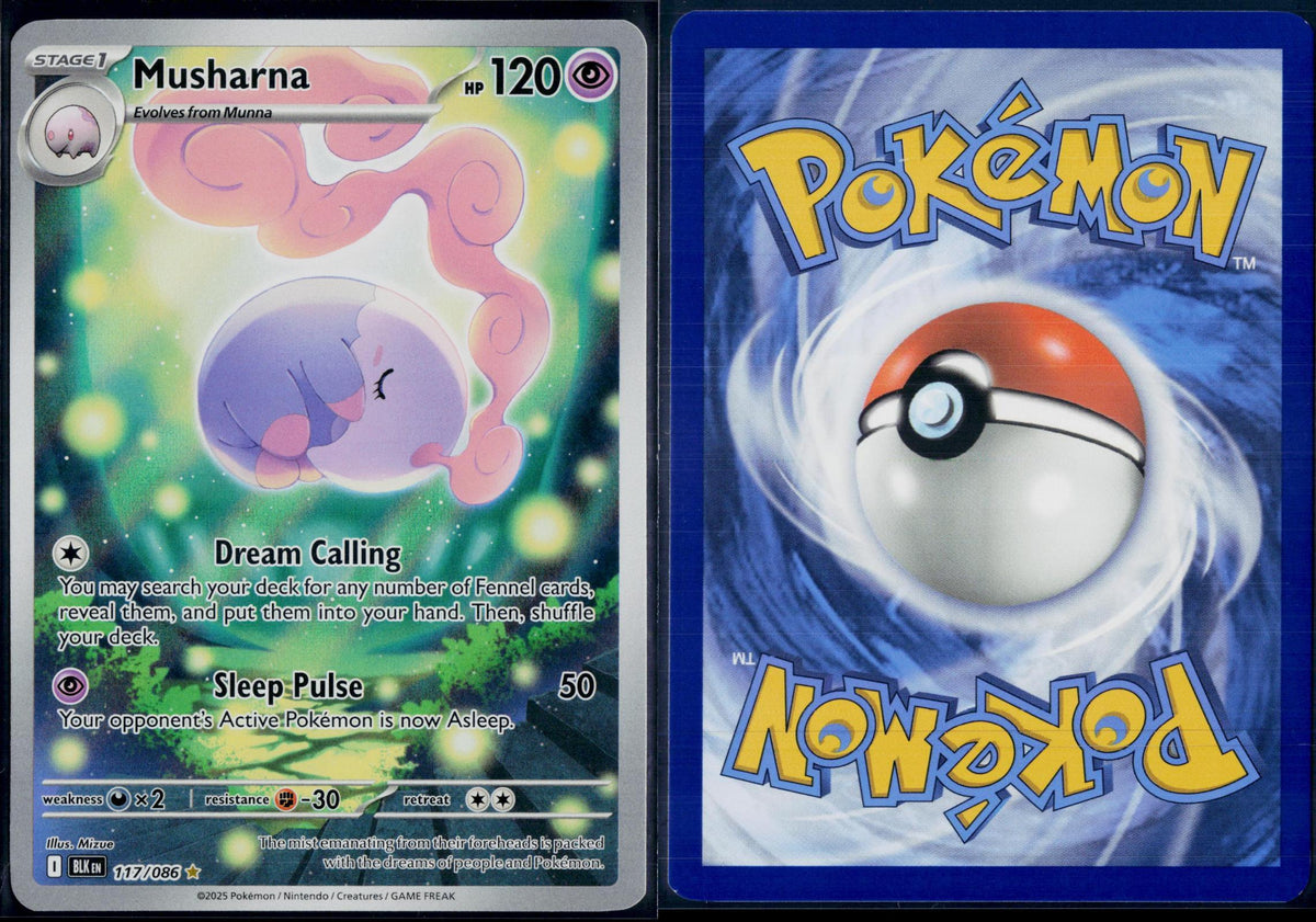 MUSHARNA 117/086 🐬 POKEMON BLACK BOLT HOLO IR ☀️ NM/M 🌴