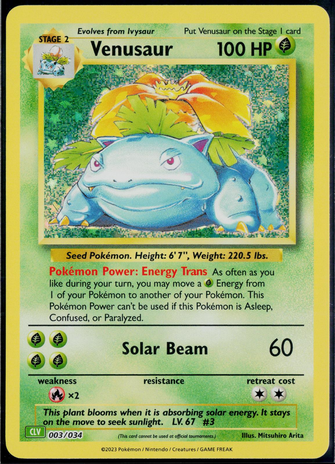 VENUSAUR 003/034 POKEMON TRADING CARD GAME CLASSIC HOLO CLASSIC COLLECTION NM