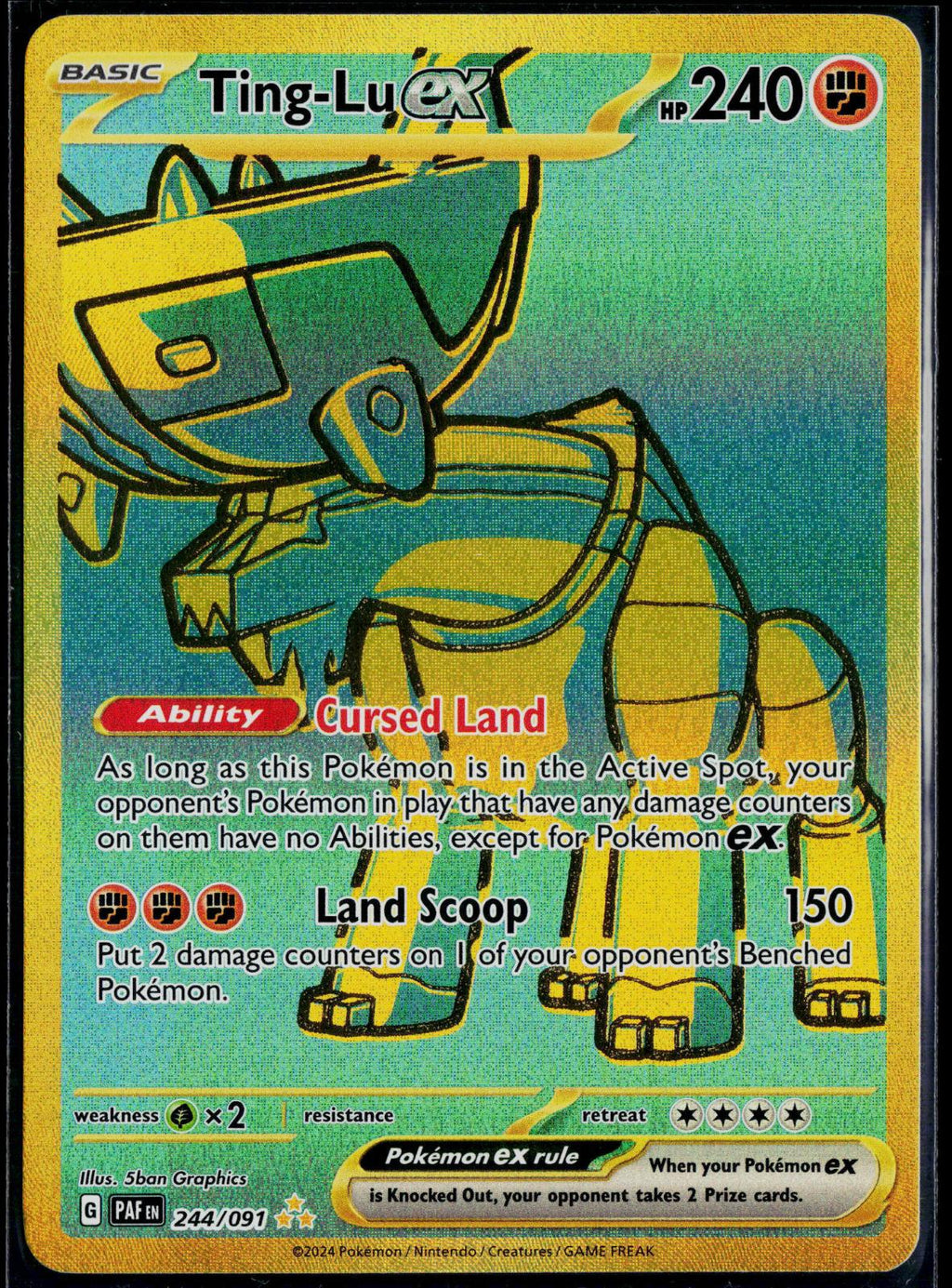 TING-LU EX 244/091 POKEMON PALDEAN FATES HYPER RARE HOLO NM
