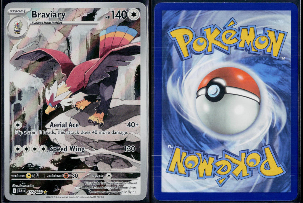 BRAVIARY 155/086 POKEMON BLACK BOLT HOLO ILLUSTRATION RARE NM