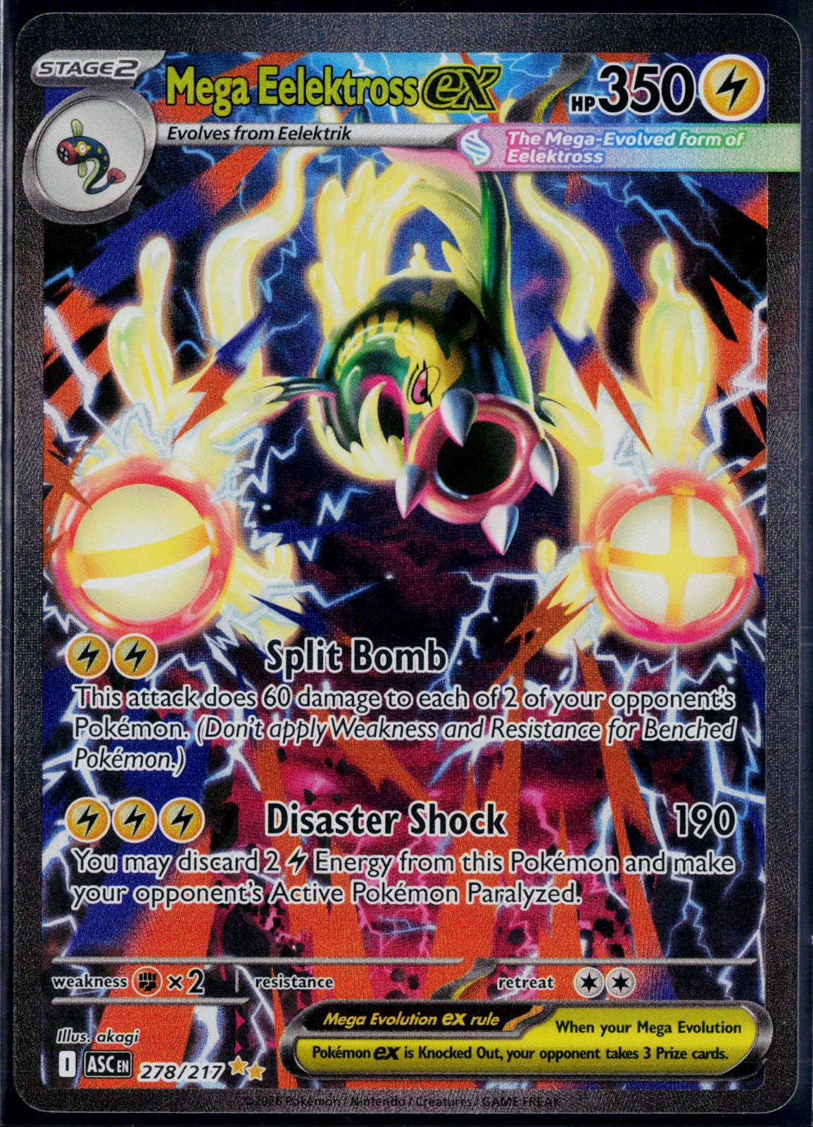 MEGA EELEKTROSS EX 278/217 🐬 POKEMON ASCENDED HEROES SIR ☀️ HOLO NM/M 🌴