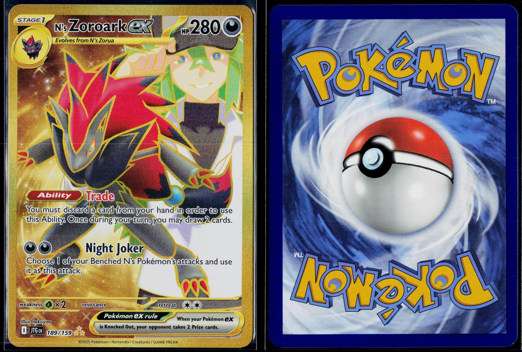 N'S ZOROARK EX 189/159 POKEMON JOURNEY TOGETHER HYPER RARE HOLO NM