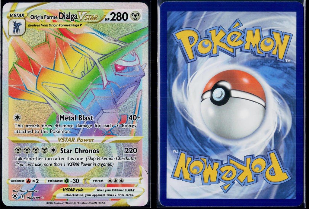 ORIGIN FORME DIALGA VSTAR 198/189 POKEMON ASTRAL RADIANCE RAINBOW RARE HOLO NM