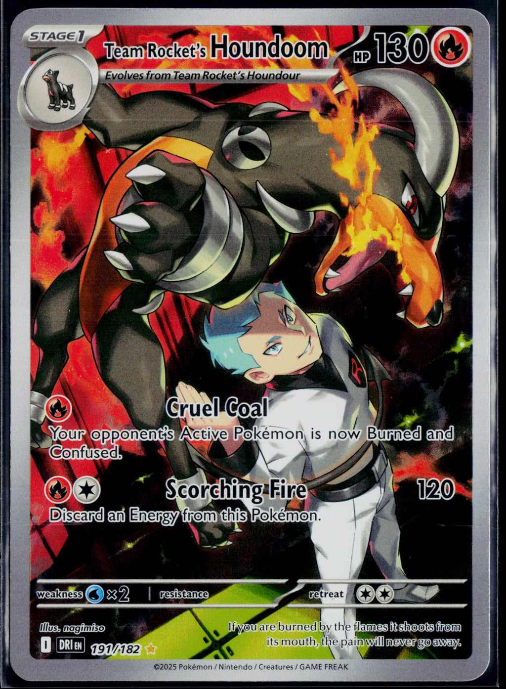 TEAM ROCKET'S HOUNDOOM 191/182 POKEMON DESTINED RIVALS ILLUSTRATION RARE HOLO NM