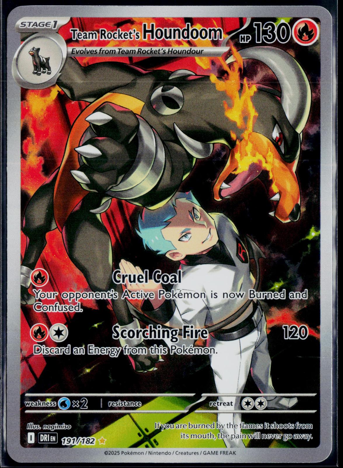 TEAM ROCKET'S HOUNDOOM 191/182 POKEMON DESTINED RIVALS ILLUSTRATION RARE HOLO NM