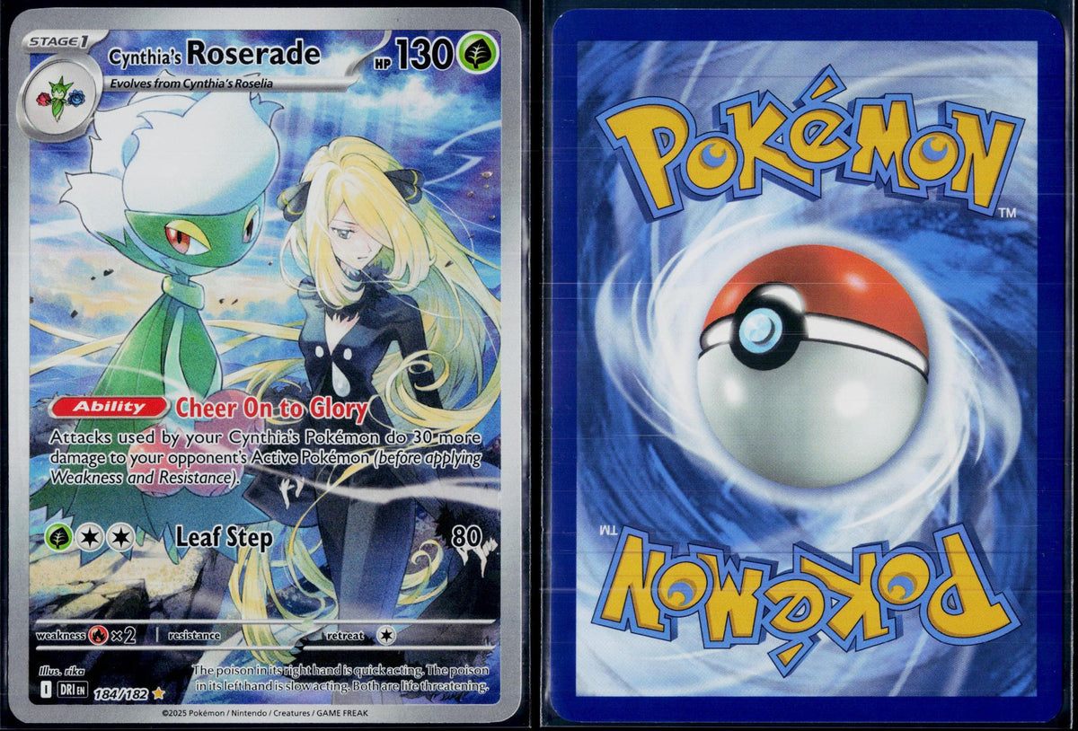 CYNTHIA'S ROSERADE 184/182 POKEMON DESTINED RIVALS ILLUSTRATION RARE HOLO NM