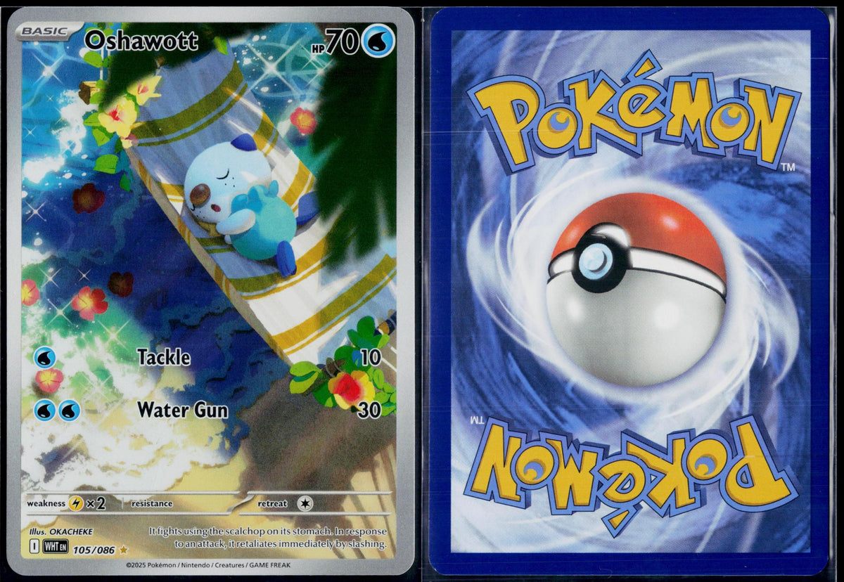 OSHAWOTT 105/086 POKEMON WHITE FLARE ILLUSTRATION RARE HOLO NM