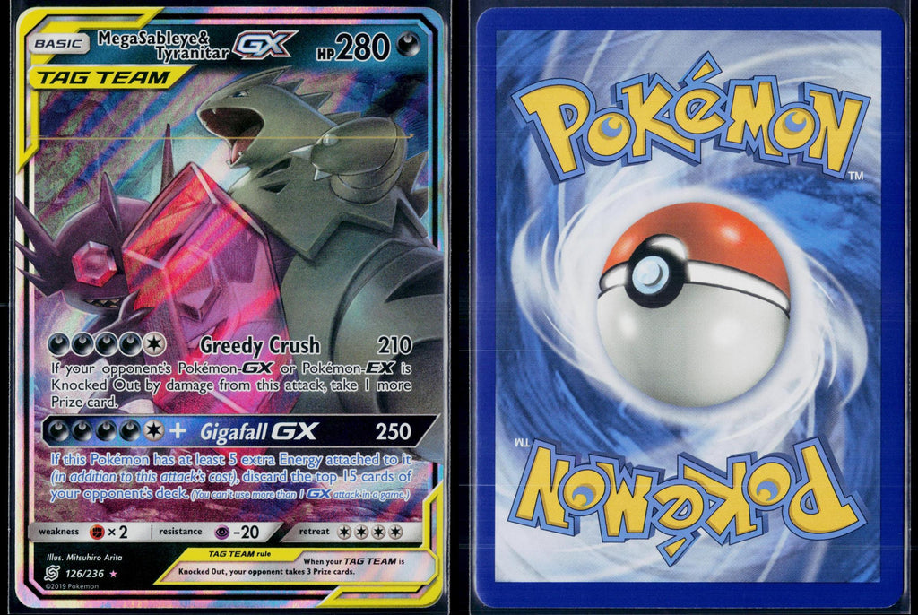 MEGA SABLEYE & TYRANITAR GX 126/236 POKEMON UNIFIED MINDS HOLO GX RARE NM