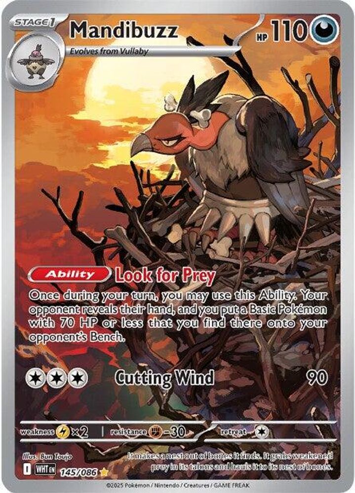 MANDIBUZZ 145/086 🐬 POKEMON WHITE FLARE HOLO IR ☀️ NM/M 🌴