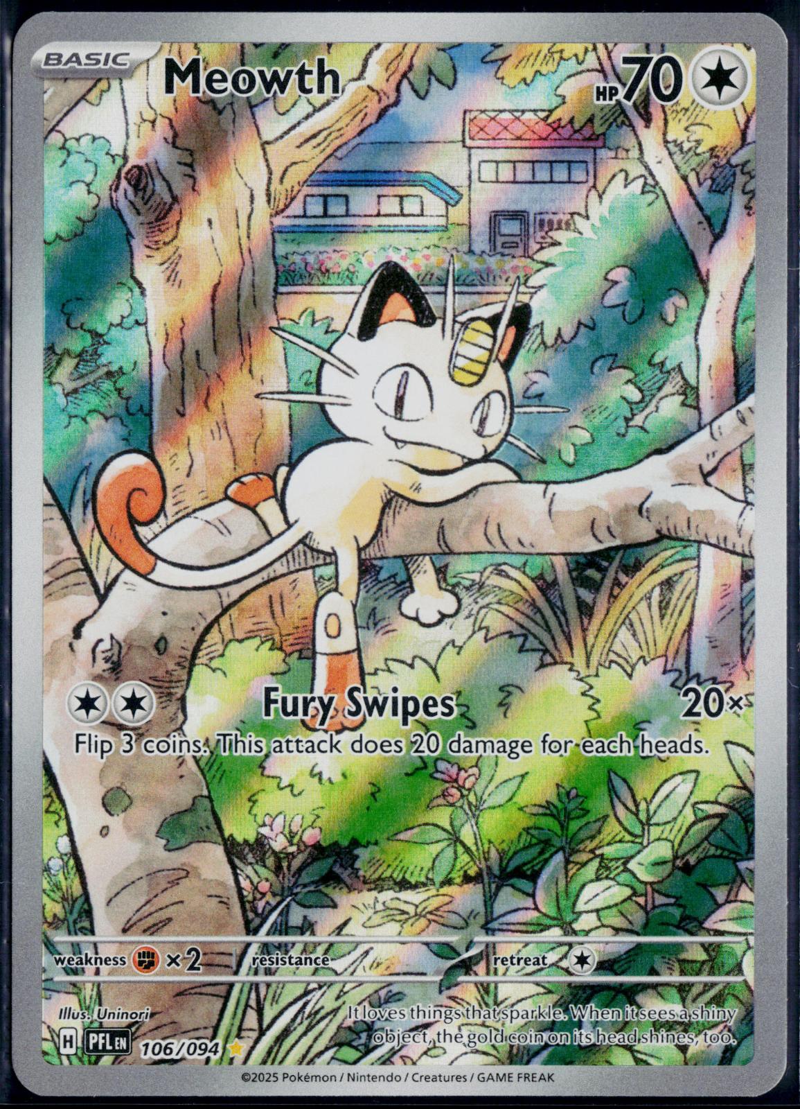 MEOWTH 106/094 🐬 POKEMON PHANTASMAL FLAMES IR ☀️ HOLO NM/M 🌴