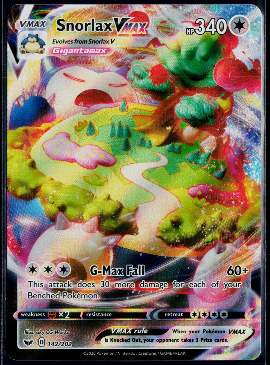 SNORLAX VMAX 142/202 POKEMON SWORD & SHIELD HOLO VMAX RARE NM