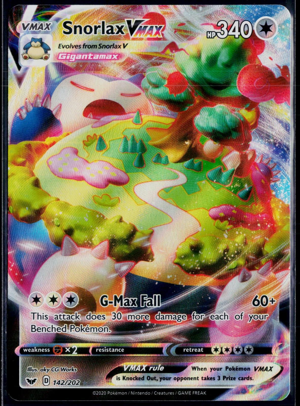 SNORLAX VMAX 142/202 POKEMON SWORD & SHIELD HOLO VMAX RARE NM