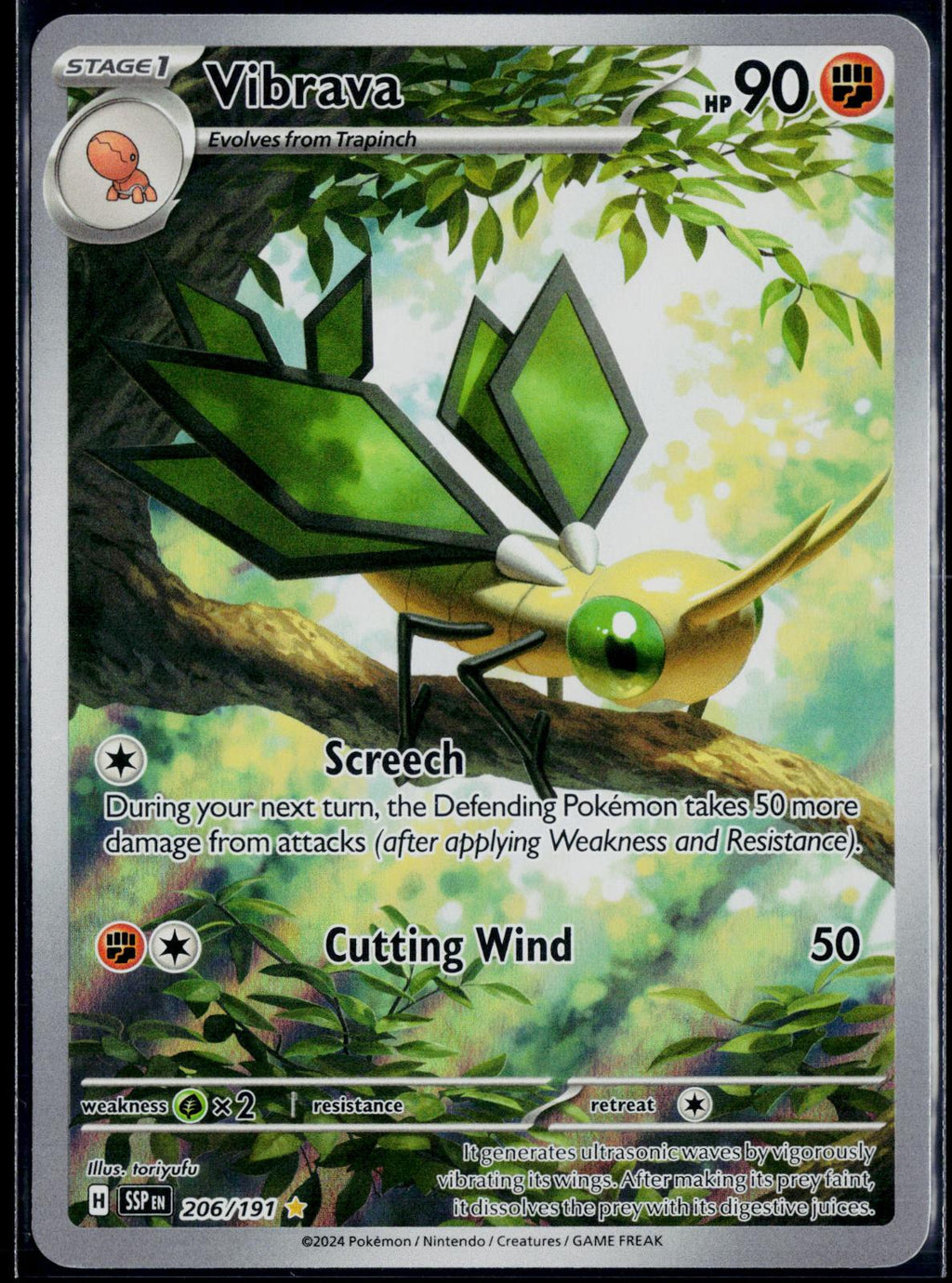 VIBRAVA 206/191 POKEMON SURGING SPARKS ILLUSTRATION RARE NM