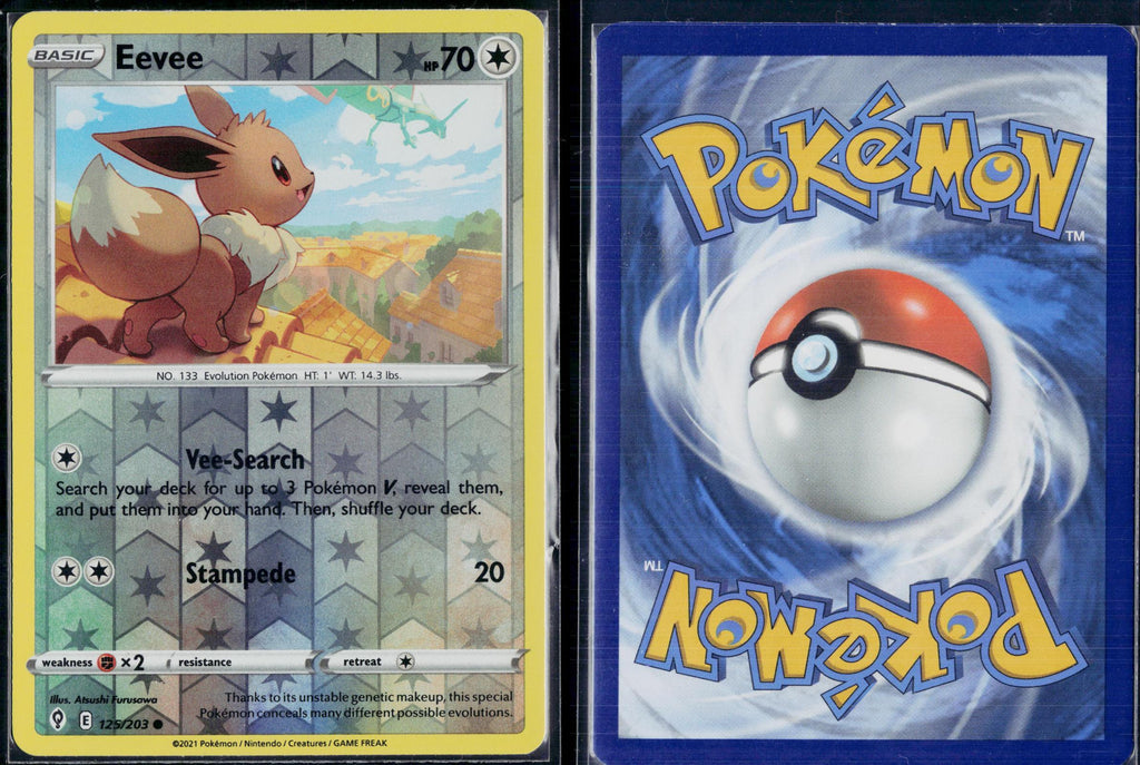 EEVEE 125/203 POKEMON EVOLVING SKIES C REVERSE HOLO NM