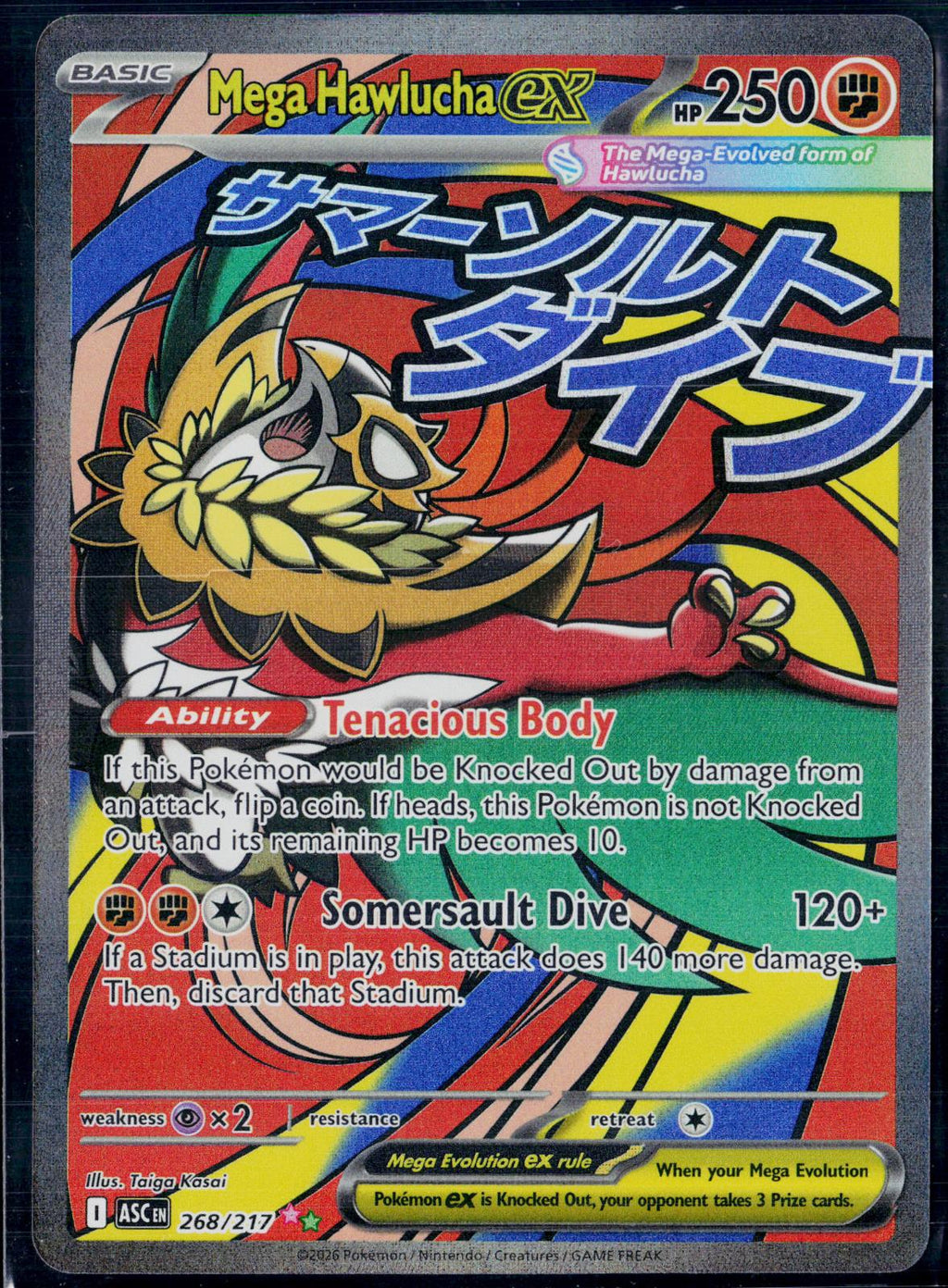 MEGA HAWLUCHA EX 268/217 POKEMON ASCENDED HEROES MEGA ATTACK RARE HOLO NM