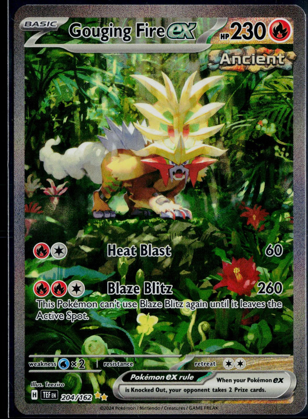 GOUGING FIRE EX 204/162 🐬 POKEMON TEMPORAL FORCES SIR ☀️ HOLO NM/M 🌴