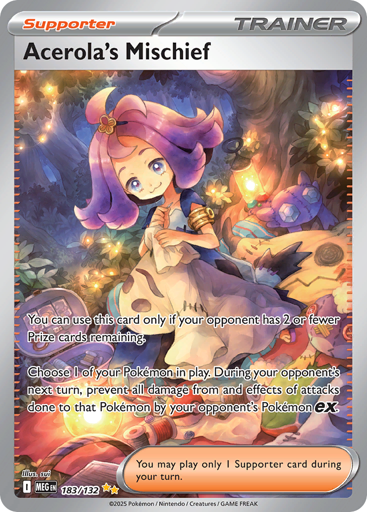ACEROLA'S MISCHIEF 183/132 🐬 POKEMON MEGA EVOLUTION SIR ☀️ HOLO NM/M 🌴