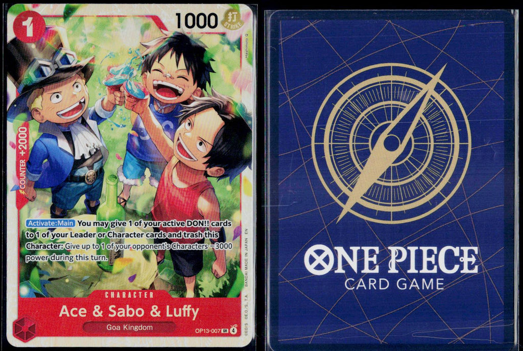ACE & SABO & LUFFY OP13-007 ONE PIECE CARRYING ON HIS WILL SR NM