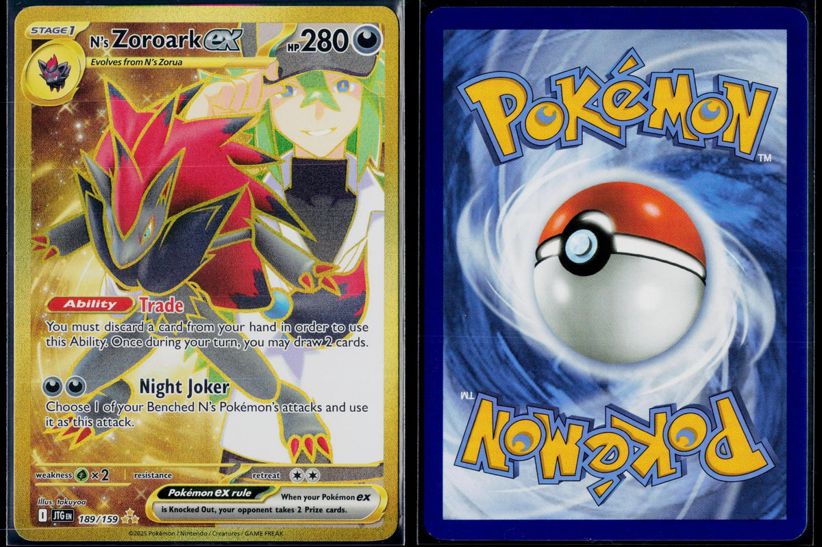 N'S ZOROARK EX 189/159 POKEMON JOURNEY TOGETHER HYPER RARE HOLO NM