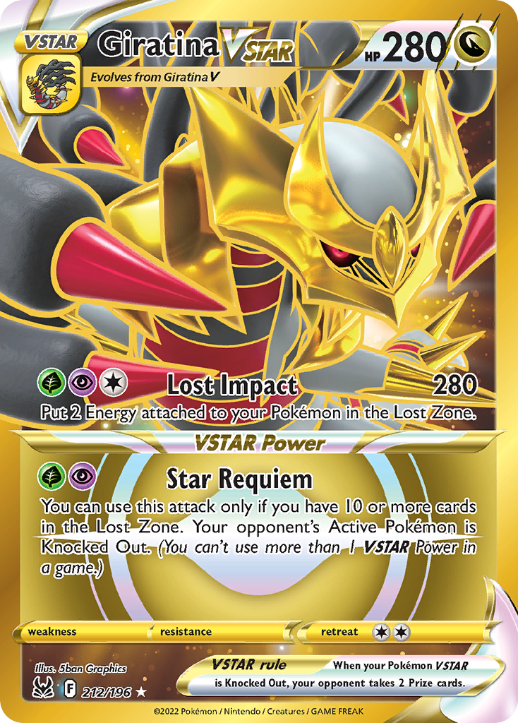 GIRATINA VSTAR 212/196 🐬 POKEMON LOST ORIGIN SEC ☀️ HOLO NM/M 🌴