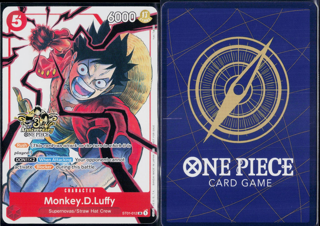 MONKEY.D.LUFFY (3RD ANNIVERSARY) ST01-012 ONE PIECE CARRYING ON HIS WILL NM
