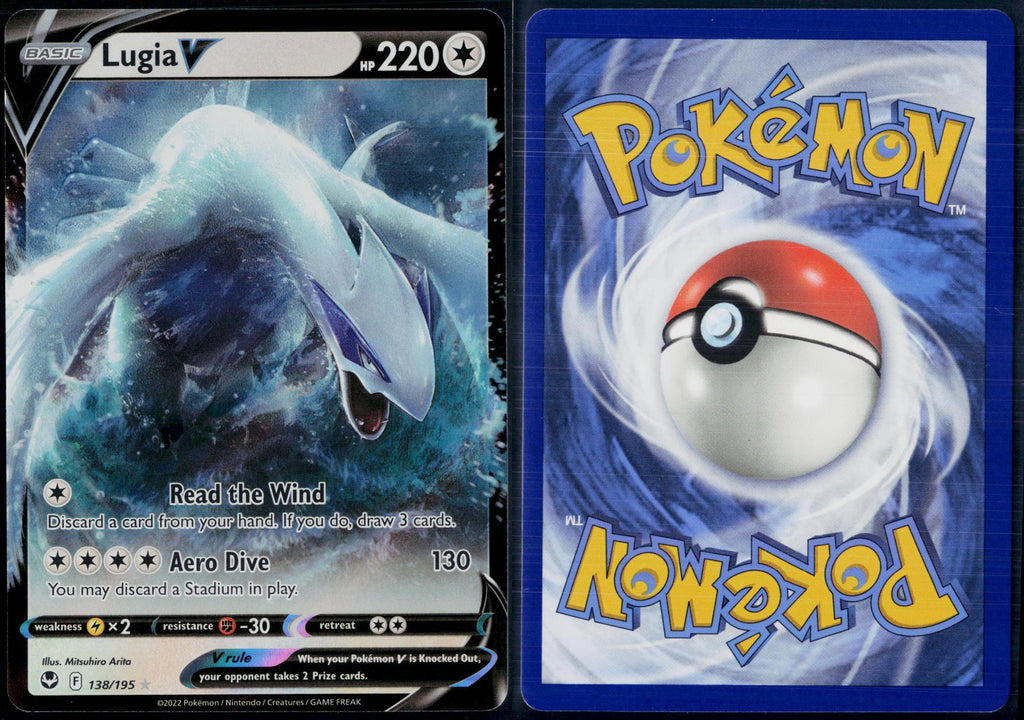 LUGIA V 138/195 POKEMON SILVER TEMPEST HOLO V RARE NM