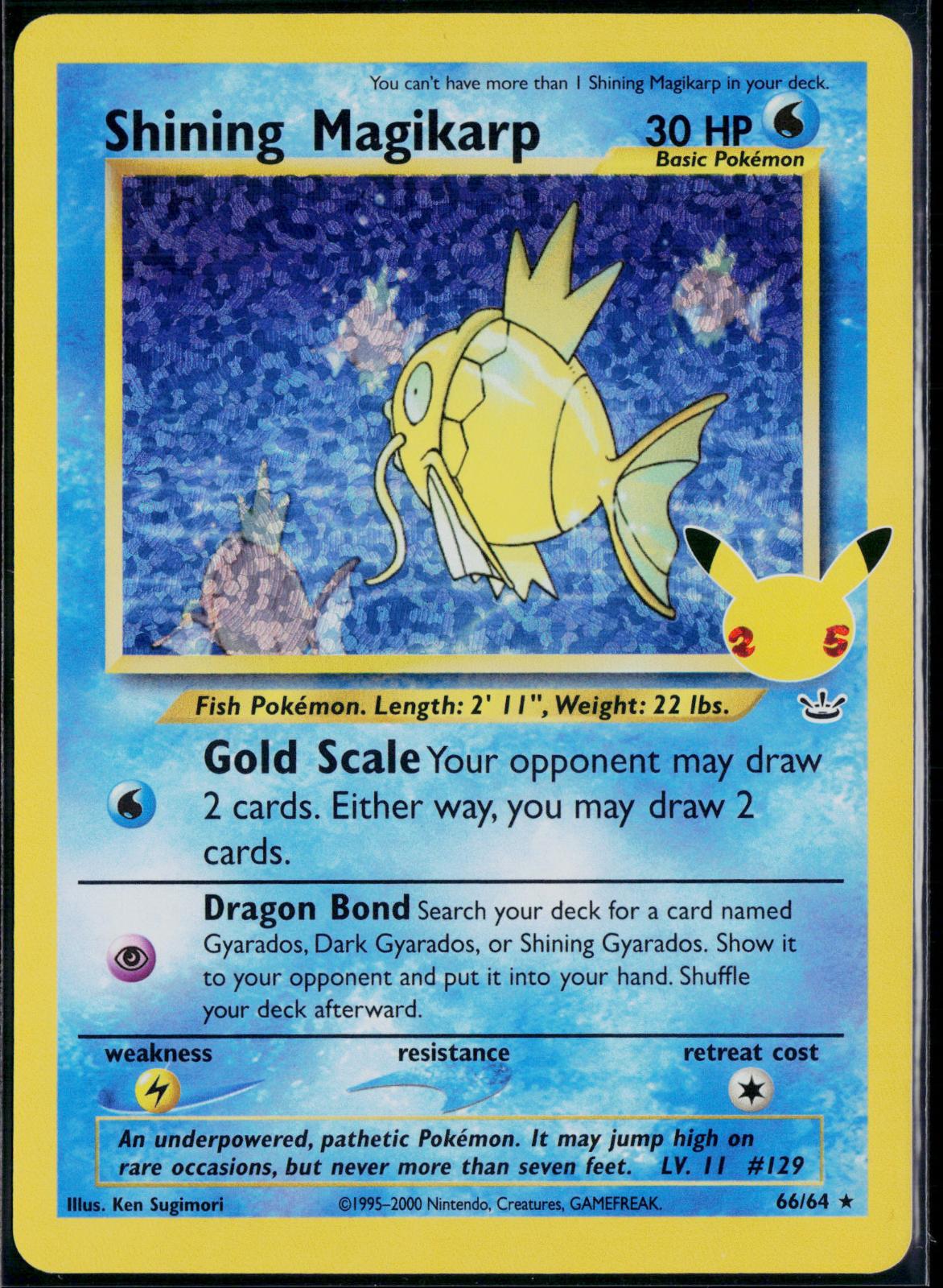 SHINING MAGIKARP 66/64 POKEMON CELEBRATIONS: CLASSIC COLLECTION HOLO NM