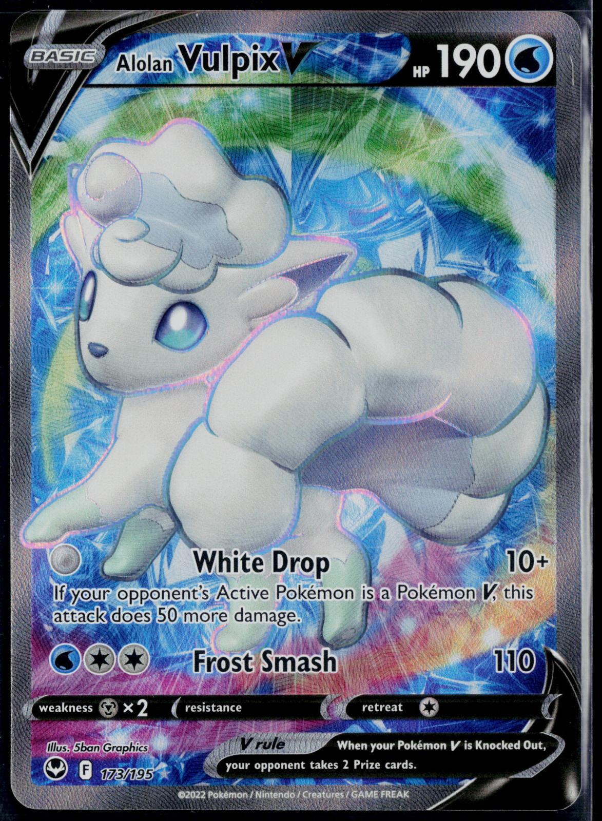 ALOLAN VULPIX V 173/195 POKEMON SILVER TEMPEST ULTRA RARE NM