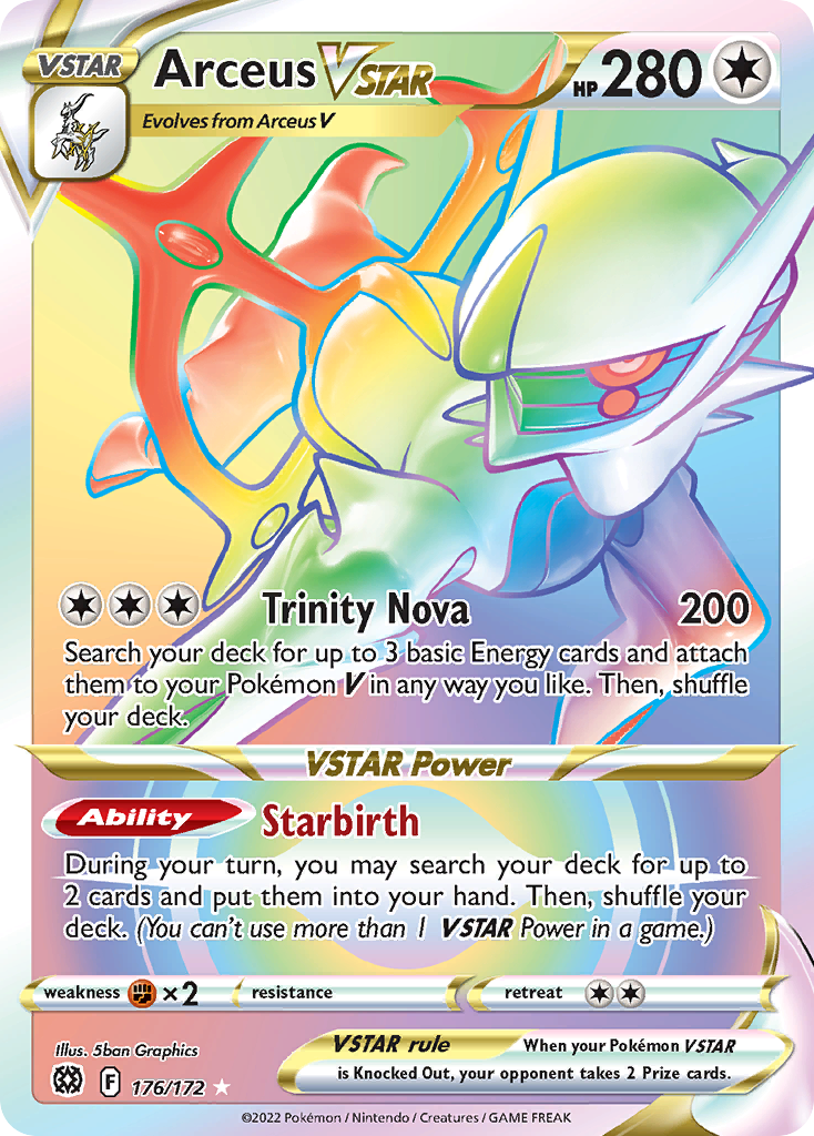 ARCEUS VSTAR 176/172 🐬 POKEMON BRILLIANT STARS RAINBOW ☀️ HOLO NM/M 🌴