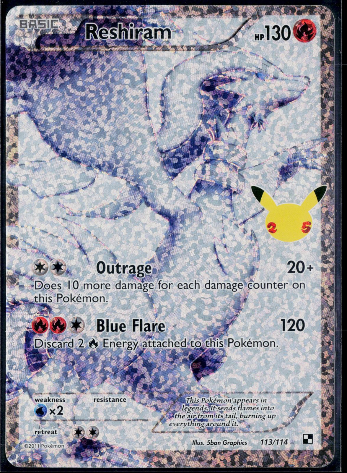 RESHIRAM 113/114 POKEMON CELEBRATIONS: CLASSIC COLLECTION HOLO NM