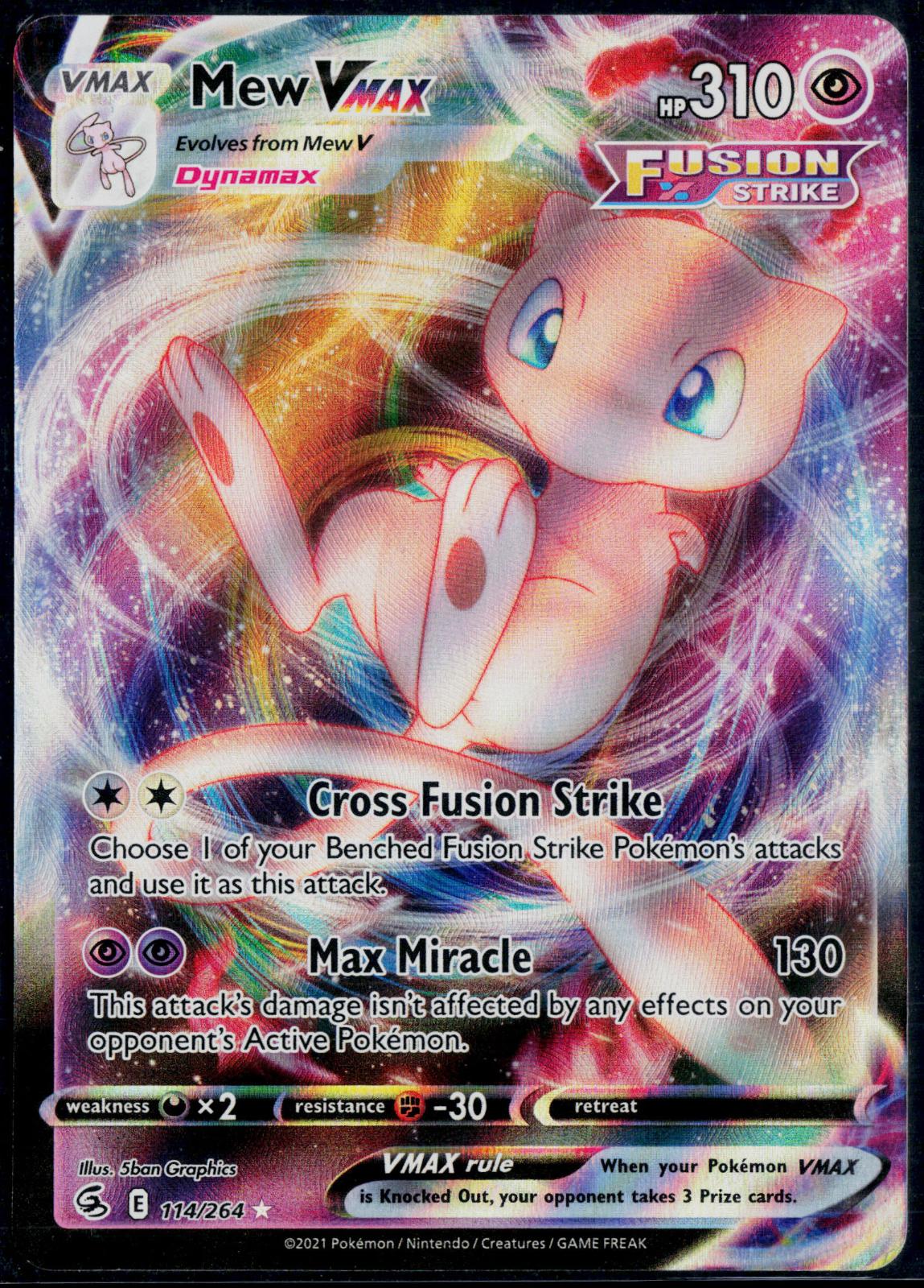 MEW VMAX 114/264 POKEMON FUSION STRIKE HOLO VMAX RARE NM